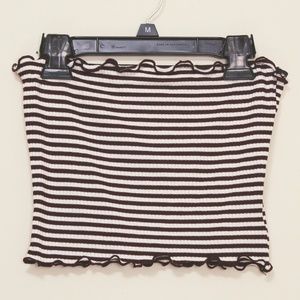 NWOT Lettuce Trim Burgundy Stripe Tube Top Large